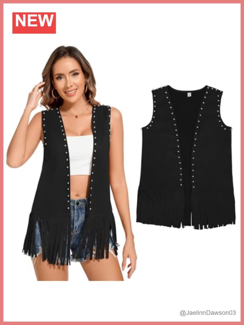 Faux Leather Tassel Fringe Vest Sleeveless Western Cowgirl 60s 70s Hippie